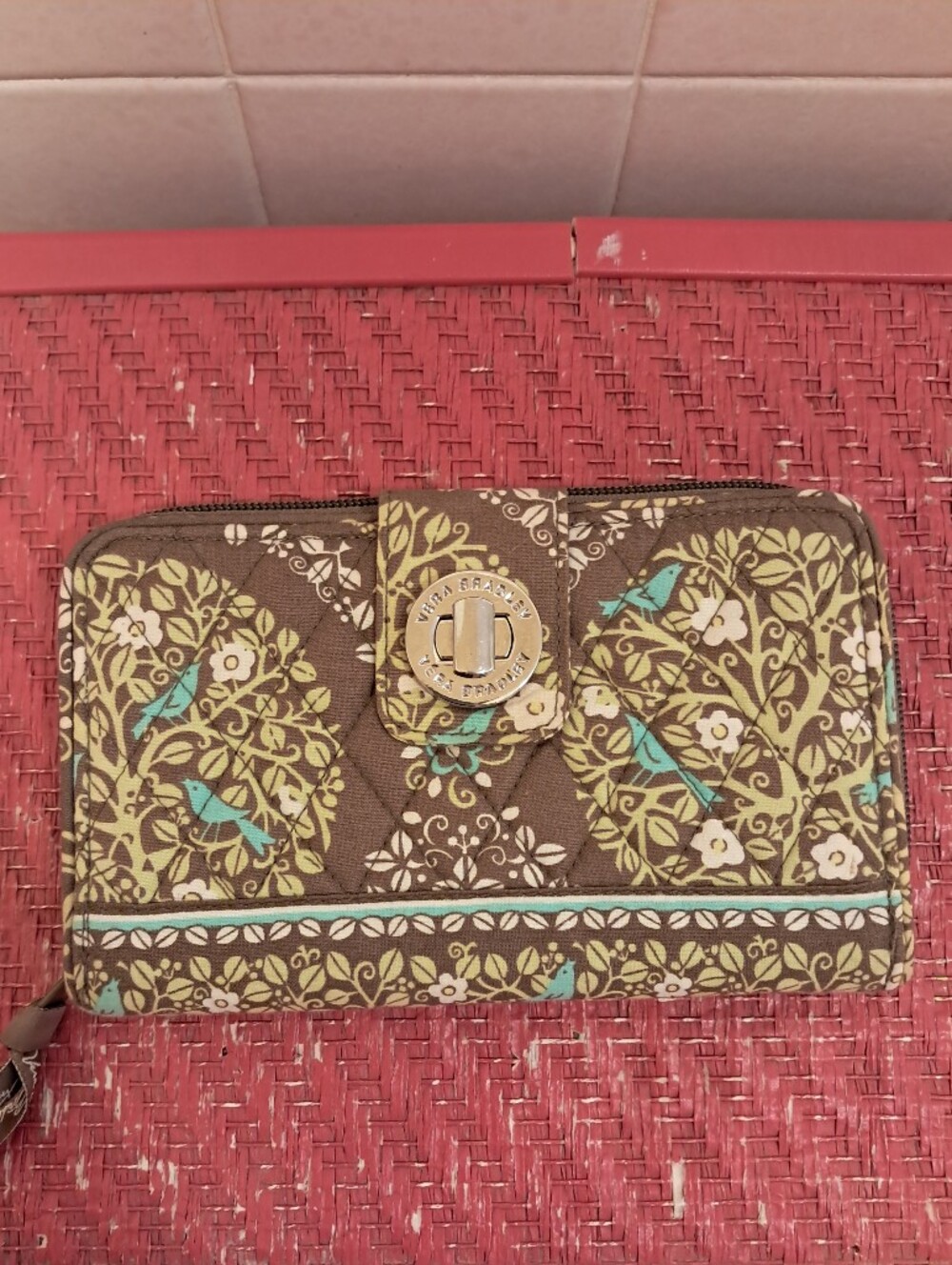 Vera Bradley Brown Floral Quilted Wallet